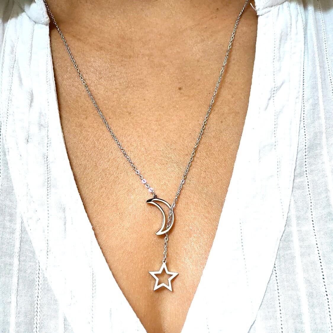 COLLIER LUNE & ÉTOILE - ORANGE AMOUR