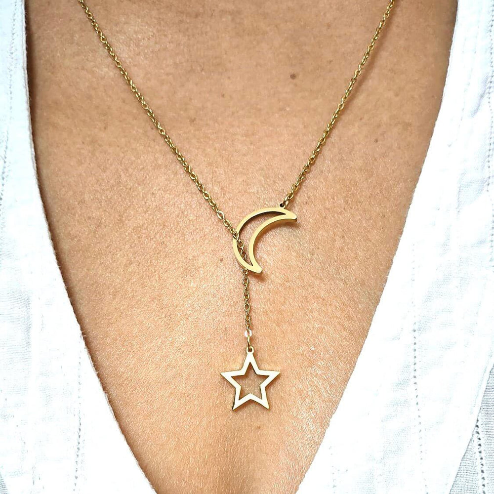 COLLIER LUNE & ÉTOILE - ORANGE AMOUR
