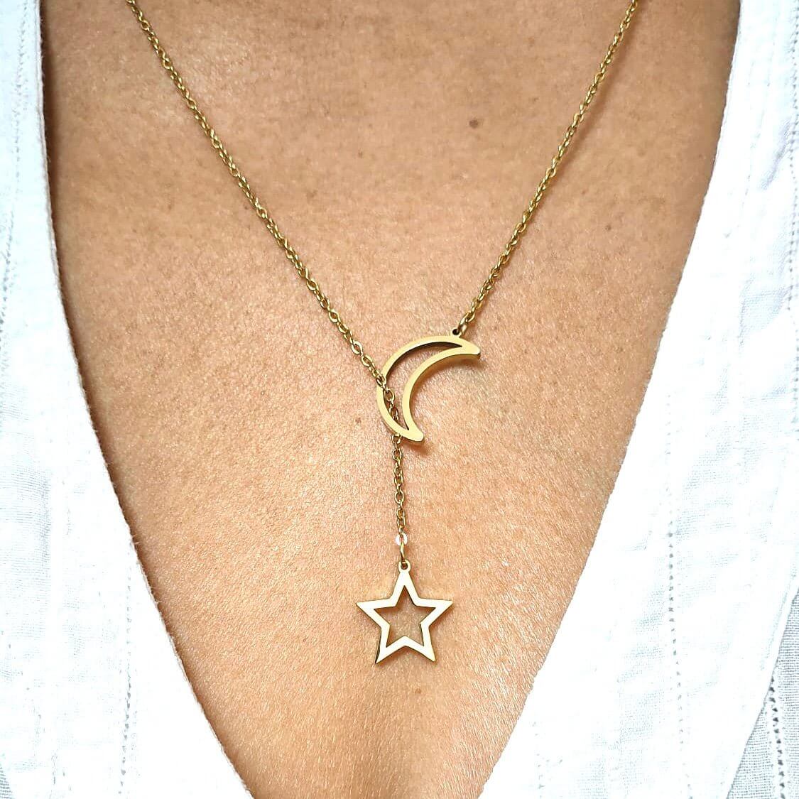 COLLIER LUNE & ÉTOILE - ORANGE AMOUR