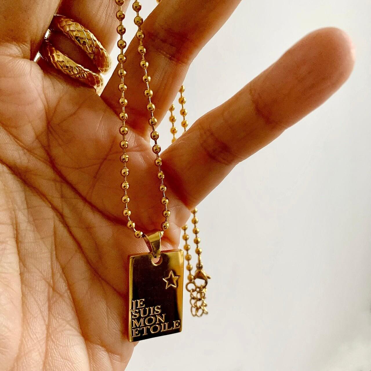 COLLIER MANTRA « JE SUIS MON ETOILE ☆ » - ORANGE AMOUR